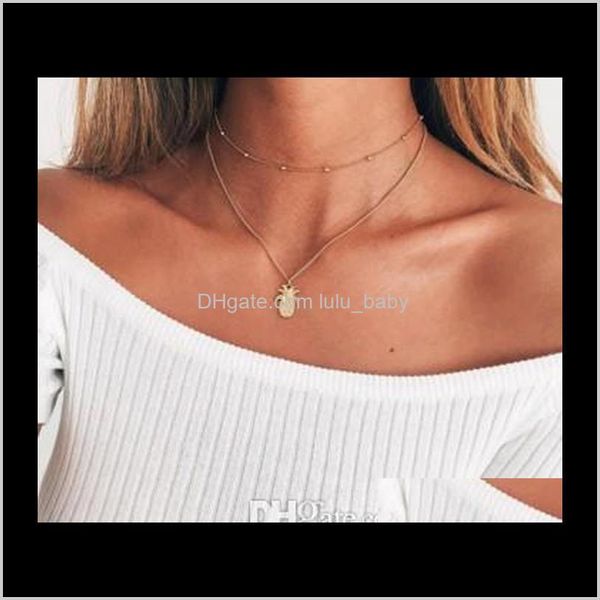 

chokers & pendants fashion necklaces mti layer pine set gold bead double chai necklace for women jewelry gfits drop delivery 2021 zarmn, Golden;silver