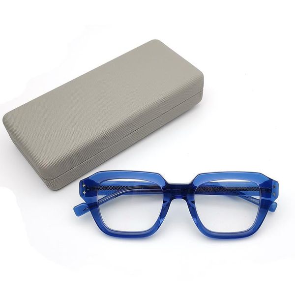 

fashion sunglasses frames blue vintage square acetate full rim eyeglasses men women optical myopia prescription glasses retro eyewear oculos, Black
