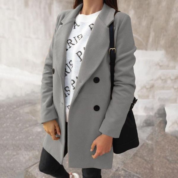 

women's jackets stylish winter jacket solid color long sleeves polyester mid-long women coat for daily wear fashion ladies outerwear, Black;brown