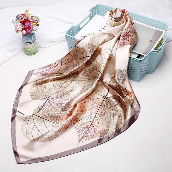 

scarves fashion print for women silk satin hijab scarf female 90*90cm square shawl headband scarfs ladies 2021, Blue;gray