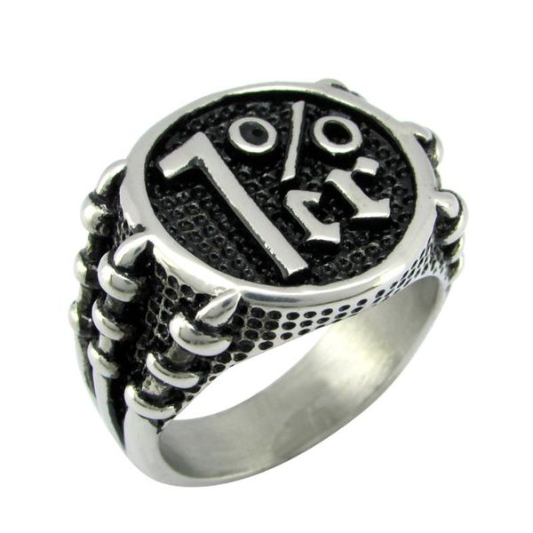 

cluster rings vintage 316l stainless steel 1% skull claw biker ring for man motorcycle one percent dragon jewelry, Golden;silver