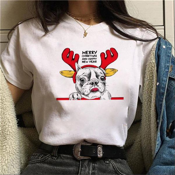 

women t shirts fashion christmas womens kawaii shirt harajuku aesthetic round neck comfort tshirt print white casual