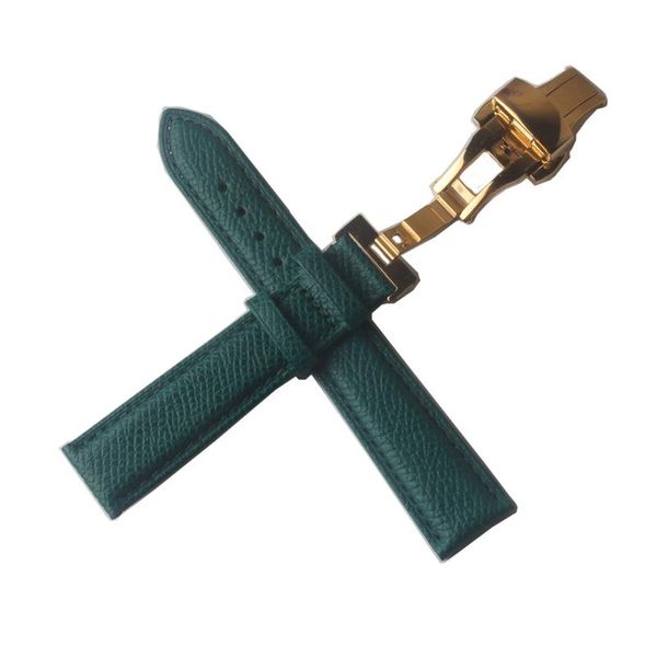 

watch bands watchbands genuine leather cowhide straps lizard grain watches accessories 14mm 16m 18mm 20mm with gold butterfly buckle, Black;brown