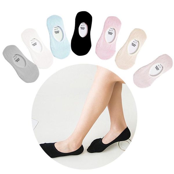 

sports socks 1 pair boat 7 colors solid color no show invisible non slip cotton low cut casual, Black
