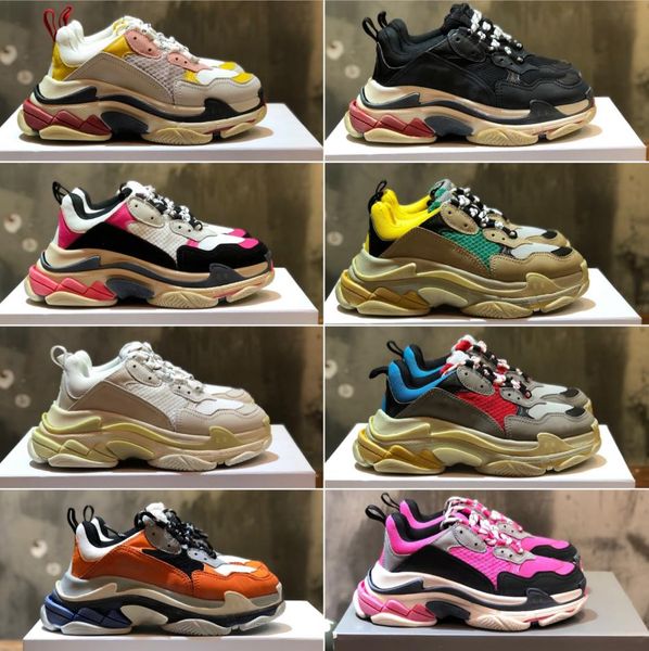 

triple s desigers mens womens casual shoes 8-layer thick bottom sneakers retro low-cut old shoess mesh beige green yellow black white gym re