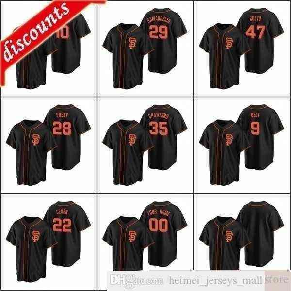 

2022 baseball men #28 buster posey jerseys stitched 22 will clark 35 brandon crawford custom women youth kids black alternate jersey
