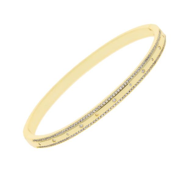 

bangle classic trendy female jewelry micro pave cz star gold color for women, Black