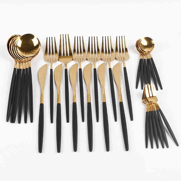 30pcs stoviglie in acciaio inossidabile arcobaleno oro stoviglie coltello forchetta cucchiaio posate lavastoviglie sicuro set di posate