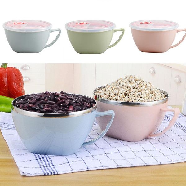 

bowls noodle bowl soup cartoon with lid 900ml stainless steel durable multipurpose practical cute