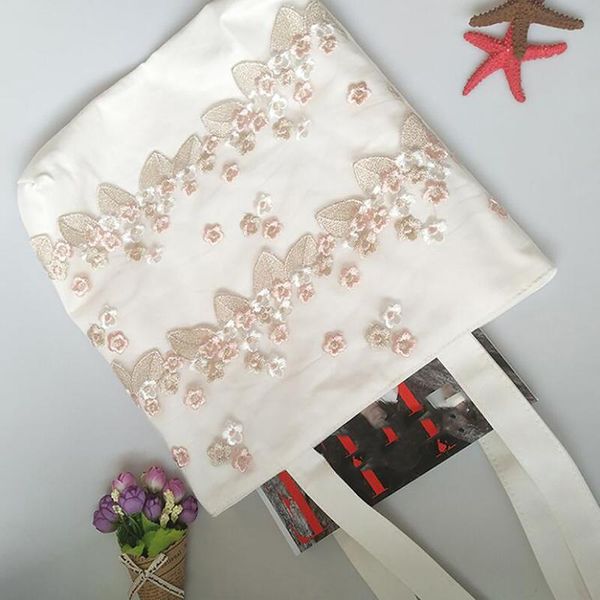 

school bags fashion lace flower floral embroidery book bag white canvas women casual summer luggage organizer students