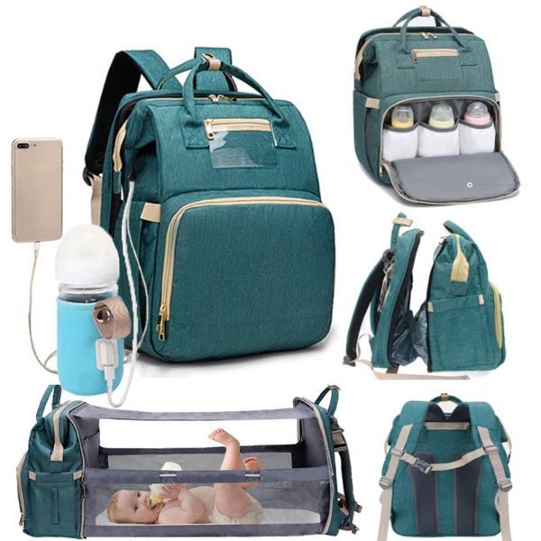 

diaper bags baby bag backpack bed crib sleeping for travel pad with usb charging port sunshade