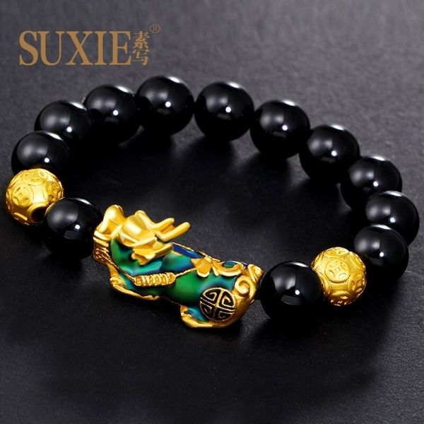 

anti discoloration 3d hard imitation gold six character motto men's bracelet, Black
