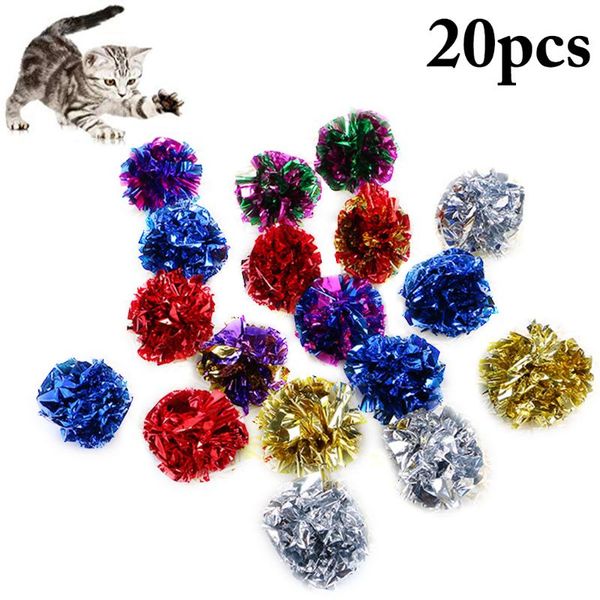 

20pcs cat toy creative crinkle ball balls colorful sound tin paper durability for dolls bite squeak toys