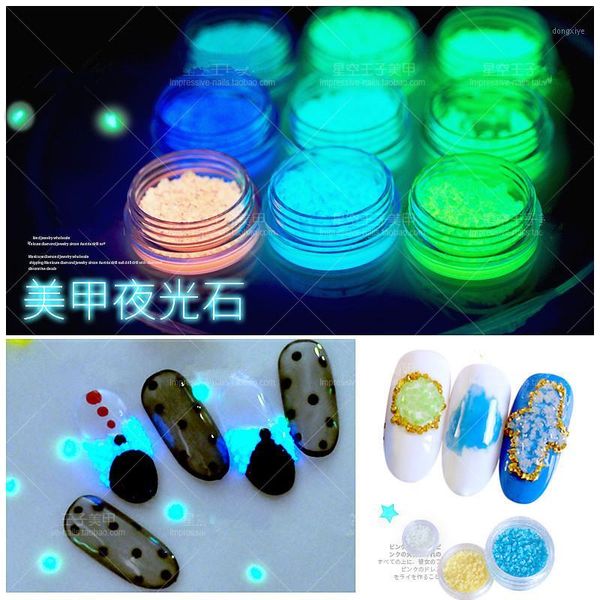 

colors luminous sand stone nail art glow in the dark decoration ornament fluorescence sand1, Silver;gold