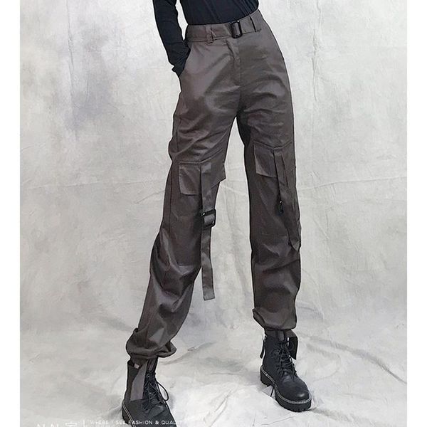 

women's pants & capris high waist straight casual harem women fashion slim cargo spring loose solid female, Black;white