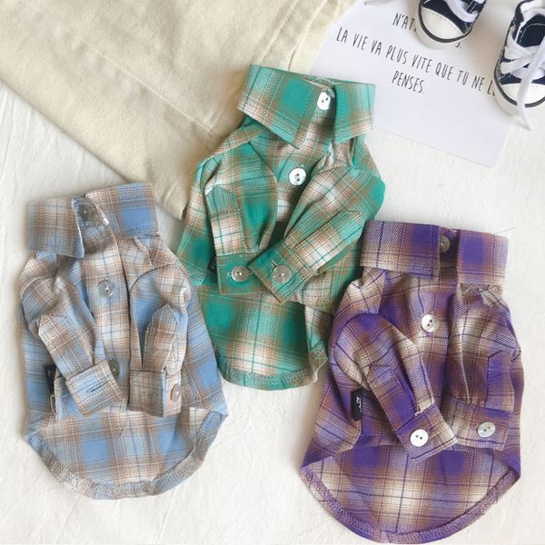 

plaid dog shirt pet cloth spring chenery cat small milk dog firewood