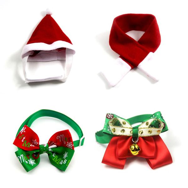 

dog apparel 30 pcs cat caps pet santa hat scarf and collar bow tie christmas costume for puppy kitten small cats dogs pets accessories