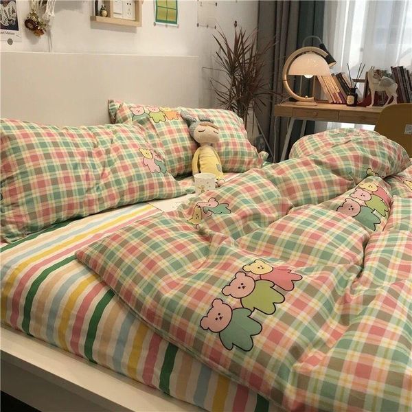 

bedding sets kawaii bear set for kids girl polyester twin full  king size strawberry bed sheet pillowcase bedroom duvet cover