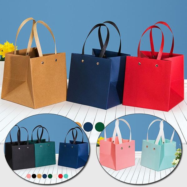 

gift wrap portable flower box waterproof paper kraft handbag wedding rose party storage packaging for candy cake birthday