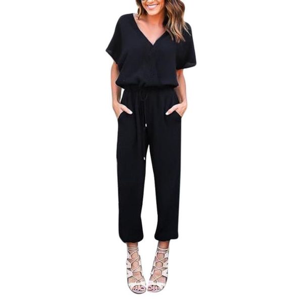 

women's jumpsuits & rompers women chiffon short sleeve clubwear playsuit bodycon party jumpsuit romper macacao feminino combinaison fem, Black;white