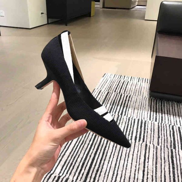 

dress shoes 21ss spring and summer sandals black webbing technical fabric jacquard fabrics series high heel women's single shoes w