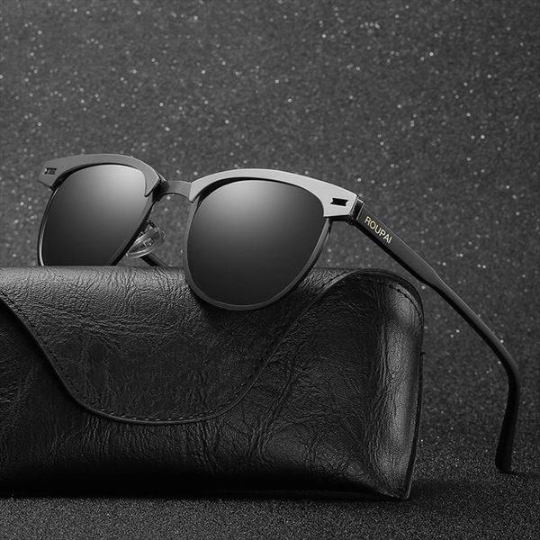 

arrival fashion design polarizing sunglasses men aluminium magnesium male rimless polarized, White;black