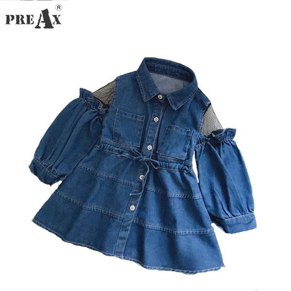 

girl's dresses girls dress 2021 spring girl princess denim coat mesh patckwork sleeves a-line clothes kids cardigan cowboy jackets, Red;yellow