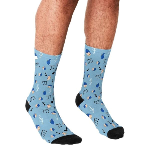 

men's socks funny musical hedgehogs printed men harajuku happy hip hop novelty cute boys crew casual crazy for, Black