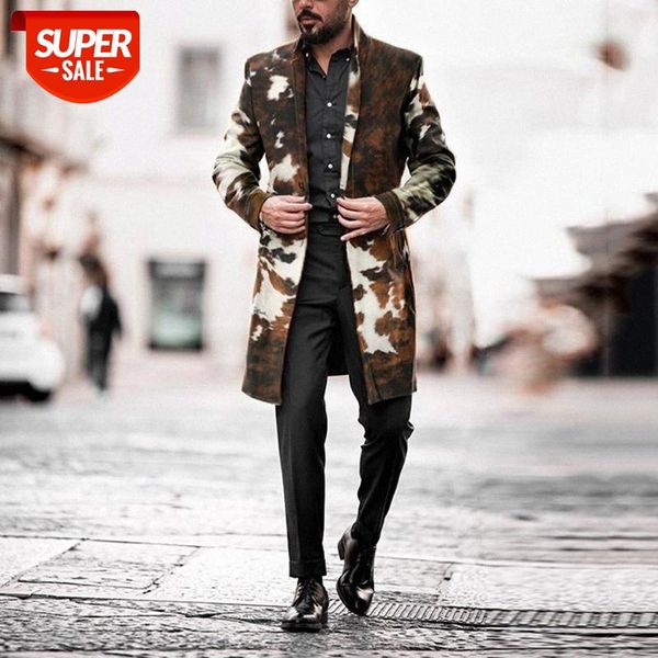 

autumn men's mid-length casual contrast color korean loose windbreaker jacket men #yz3n, Black;brown