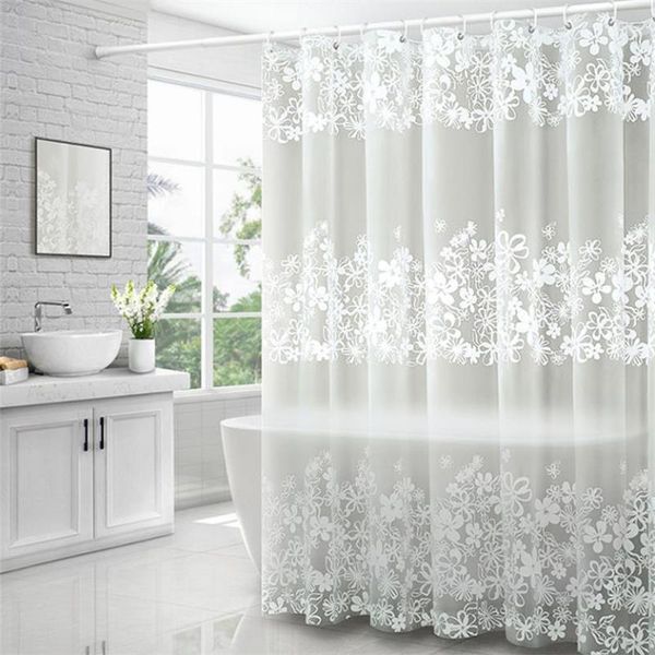 

shower curtains bathroom waterproof curtain set with hooks white flower vine print mildew proof translucent bath screen decor