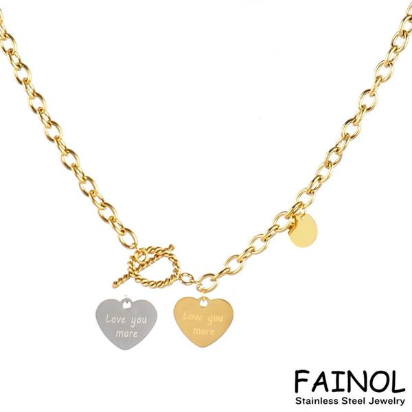 

chains fashion stainless steel necklace for women thick chain necklaces pendant love heart charm jewelry, Silver
