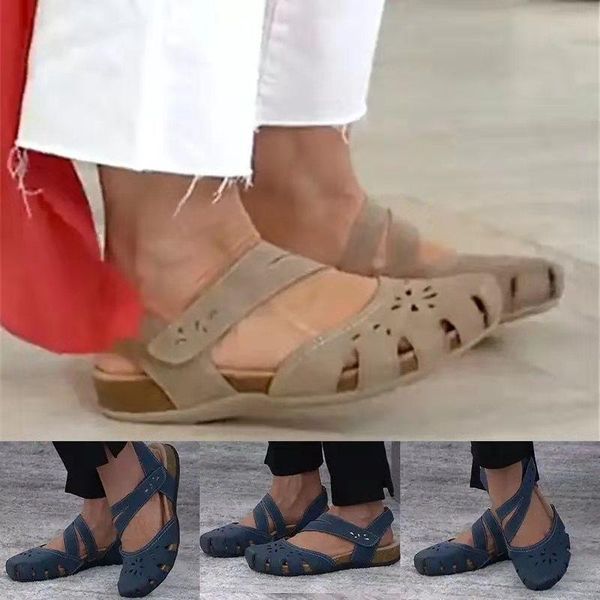 

sandals 2021 summer fashion women's women shoes woman flat platform breathable leather casual open toe sandles, Black