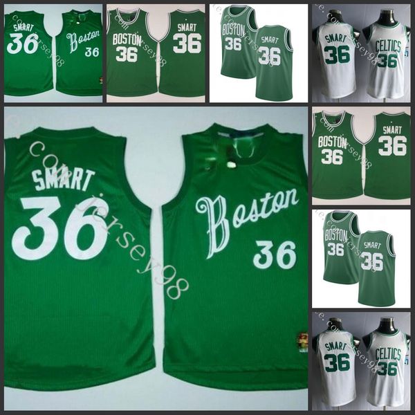 

boston celtics men green 36 marcus smart retro basketball jersey, Black