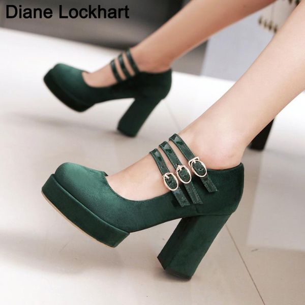 

spring autumn velvet shoes female lolita cute mary janes thick heels casual high-heeled platform pumps femeninos tacones 32 dress, Black