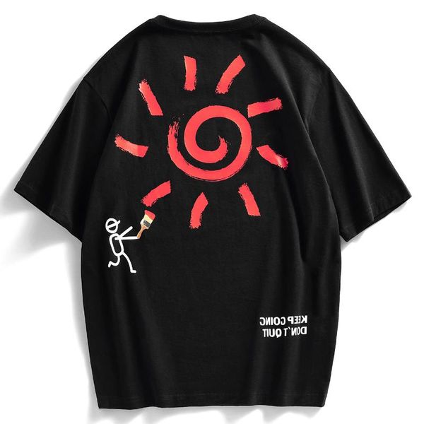 

men's t-shirts men hip hop summer t-shirt streetwear painting letter print t shirt 2021 short sleeve tshirt harajuku cotton casual, White;black
