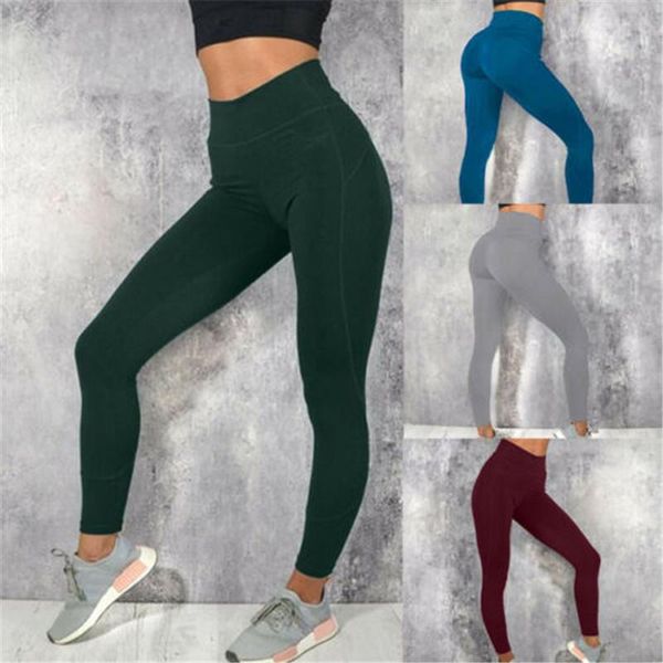 

women's leggings women sport pants high waist fitness running gym scrunch trousers, Black