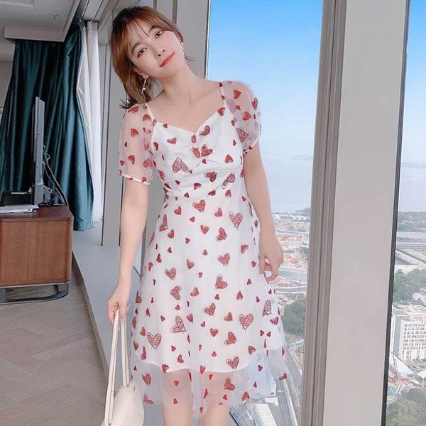 

summer floral embroidery tulle female dress sweet elegant high waist mesh women a-line party dresses 210526, Black;gray