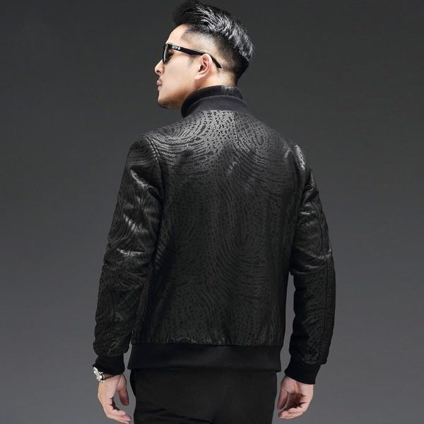 

men's leather & faux quality high sheepskin slim fit mens autumn jackets long sleeve zip genuine casual black male outerwear coats plus