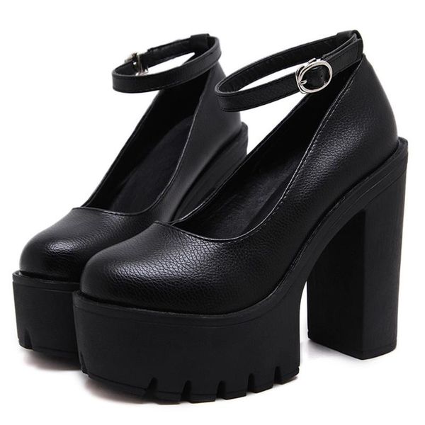 

dress shoes 2021 autumn women pumps high heel thick heels platform wedding party shoe black white plus size 42 lolita