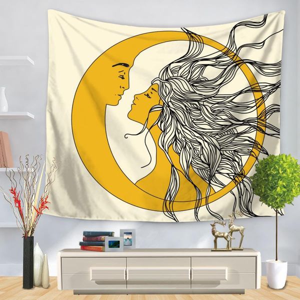 

tapestries white black sun moon mandala tapestry wall hanging celestial hippie carpets dorm decor