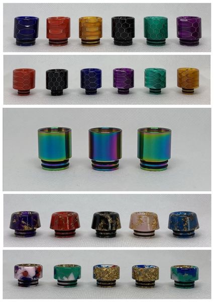 810 510 Snake Skin Half Dollar Starry Sky SS Rainbow Resin Drip Tips Honeycomb Cobra Style Tips für TFV8 TFV12 Big Baby