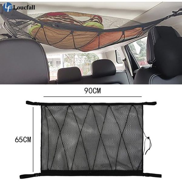 

car organizer ceiling storage net pocket universal roof interior cargo bag trunk pouch sundries with zipper