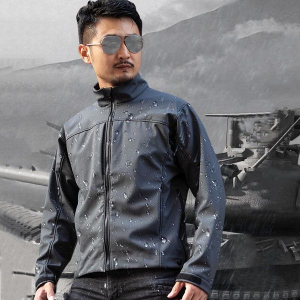 

outdoor jackets&hoodies winter military hiking fleece jackets men windproof waterproof sports coat male thermal soft shell jacket fishing, Blue;black