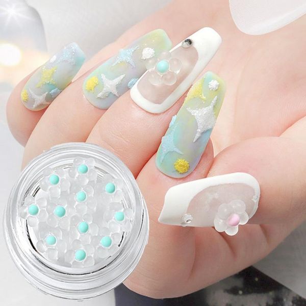 

nail art decorations 12 pieces in a box of exquisite flower jewelry frosted color decoration manicure accessories, Silver;gold