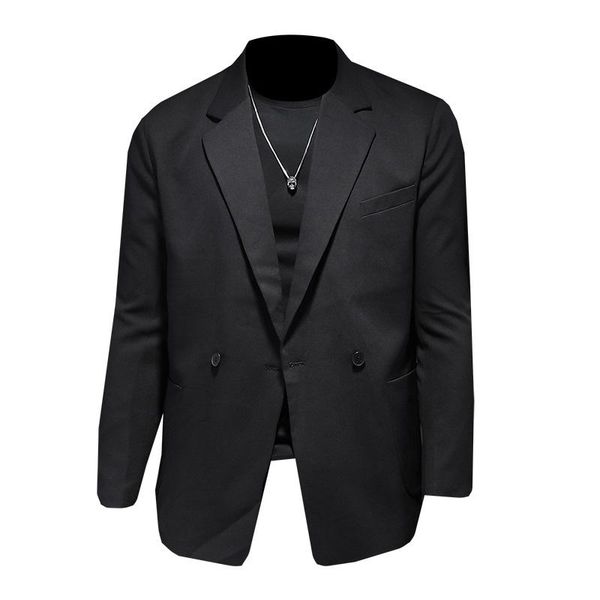 

men's suits & blazers korean style blazer suit jacket black gray man leisure solid color youth single loose coat trend, White;black