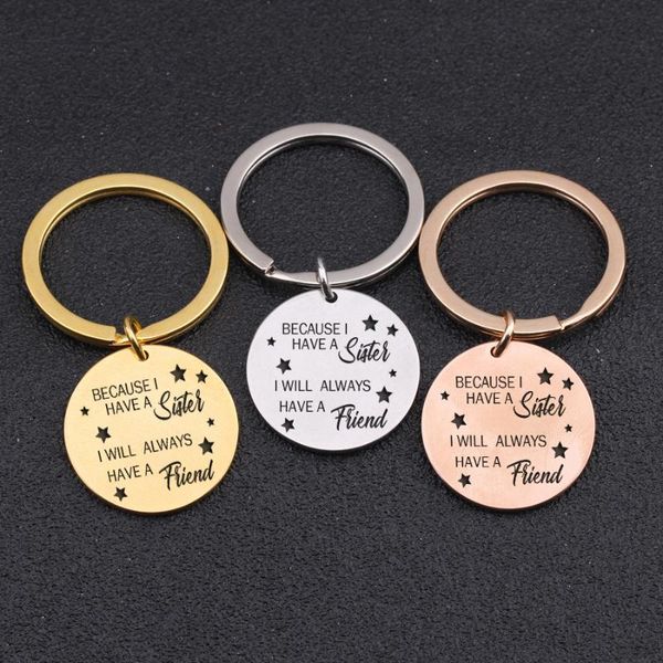 

keychains key chain for sister friends jewelry engraved"because i have a sister...friend"sister friendship souvenir birthday gift, Silver