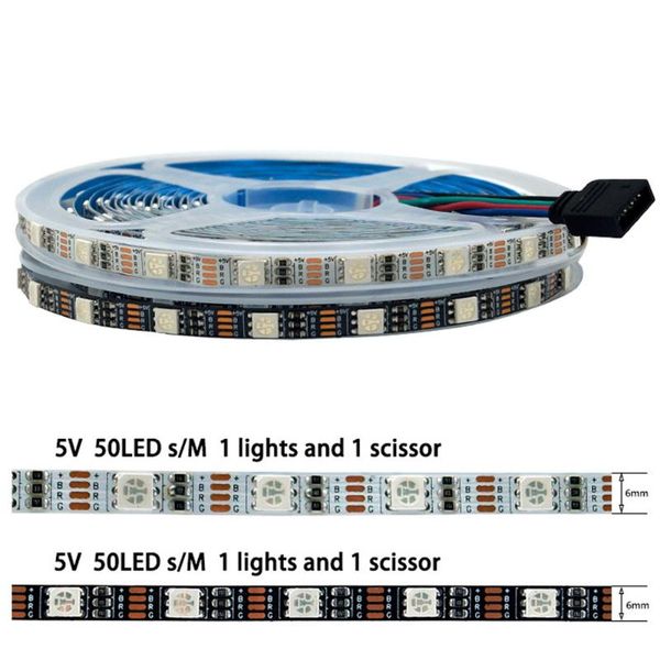 

strips 5v tv backlight rgb led strip smd 5m 250leds black white 6mm pcb light tape lamp