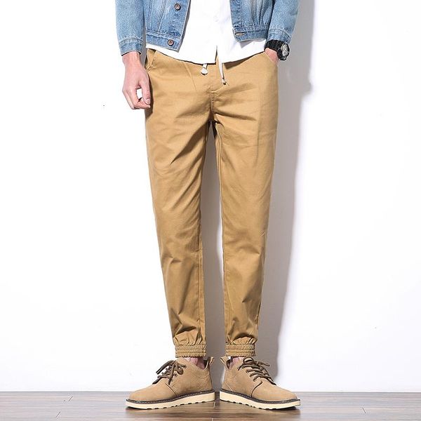 

men's pants trousers ankle-length cotton mens harem pant joggers casual slim fit sweatpants men for male, Black