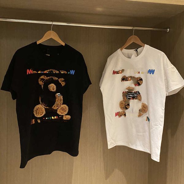 

new towel embroidered bear short sleeve t-shirt in summer 2021, White;black