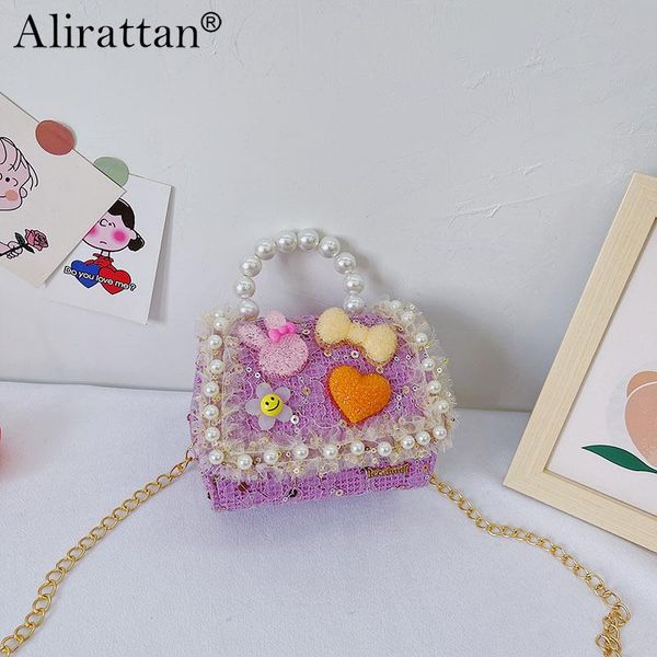 

evening bags fashion mini coin purse cute princess messenger for women 2021 casual girl pearl chain handbag metal shoulder bag